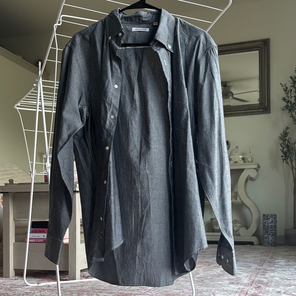 Gustin Charcoal Casual Button Down Shirt